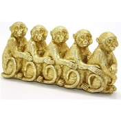 Resim Polyester 5 Maymun Biblo Dekoratif Bertek Dijital Hediyelik 