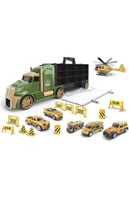 Resim MEGA Road Masters 666-05G Taşınabilir Kamyonlu Asker Seti Çocuklar İçin Eğlenceli Oyun Deneyimi 