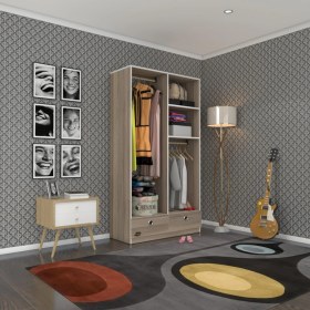 Resim Kenzlife giysi dolabı 2 bölmeli 2 çekmeceli bedri 182*100*42 crd dolap kapaksız 