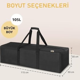 Resim Haegs Taşıma Çantası, Fermuarlı Dayanıklı Seyahat Spor, Bagaj, Kamp Malzemeleri Saklama Çantası, 105L (115 x 30 x 30 cm) Siyah 