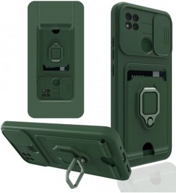 Resim AQUA AKSESUAR Xiaomi Redmi 9c Kılıf Ipli Ve Lens Korumalı Renkli Yüzüklü Askılı Telefon Kılıfı - Yeşil 