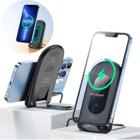 Resim coofbe Super Şarj 15w Stantlı Katlanabilir Kablosuz Şarj Cihazı Masaüstü Telefon Standı Wireless Kab 