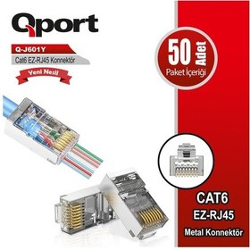 Resim Qport Q-j601y Cat6 50 Lik Paket Ez-rj45 Metal Yeni Nesil Konnektör 