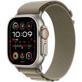 Resim Apple Watch Ultra 2 GPS + Cellular MRF03TU/A 49 mm Titanyum Kasa ve Klasik Zeytin Yeşili Alpine Loop - L 