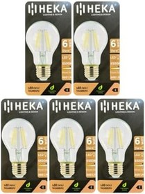 Resim Heka LED Ampul, 6W (51W), 6500K Beyaz Işık, E27 Duy, Şeffaf, 5 Adet 