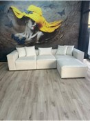Resim Erduran Mobilya Angelo 3 Modül + 1 Puf Köşe Koltuk Takımı (4 Modül) Babyface Kumaş Beyaz 