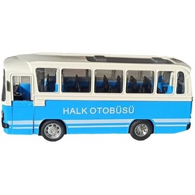 Resim Oyuncak Metal Halk Otobüsü Pilli Sesli Işıklı Çek Bırak Özellikli 