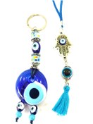 Resim cuaderno Fatıma Eli/hamse Nazar Boncuğu Araba Dikiz Aynası Süsü+anahtarlık El Yapımı Hediyelik Set 