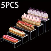 Resim Ev, Okul, Parti, Çok Amaçlı Tatlı, Donut ve Sushi Standı için, İş Etkinliği Yiyecek Sunumu Rafı Kullanışlı Raflar, 5 Adet Akrilik U-Şekilli Adım Gösterme Standı Seti, Şeffaf Katlı Cupcake ve Pastane Yükseltici 