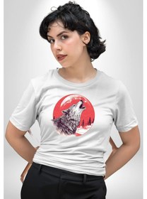 Resim Uluyan Beyaz Kurt Unisex Unisex Beyaz Organik Baskılı T-shirt Penye Yüksek Kalite Beyaz 