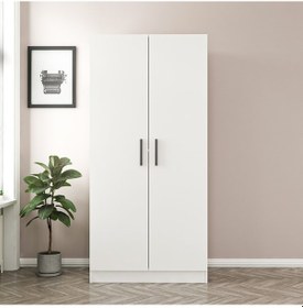 Resim Minar Kale 2 Kapaklı Zincir Dolap - Gardrop - Beyaz 190cm 