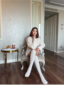 Resim LAGRANZE Cozy Line Premium Kadın Diz Üstü Jakarlı Çorap 