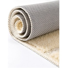 Resim Doğal Kaymaz Taban Banyo Paspas Set Yumuşak Dokulu Su Emici Yıkanabilir Yeni Çizgili Set 50x80-50x40 Krem 