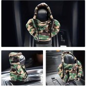 Resim 1 adet Yaratıcı Kamuflaj Araba Vites Kılıfı - İpli & Cepli Polyester Hoodie Tasarımı, Toz Geçirmez & Şık Araç Aksesuarı İçin Geliştirilmiş İç Koruma 