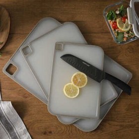 Resim Neoflam Fika Kesme Tahtası Gri Kaymaz Microban Koruma 3 Parça Set 