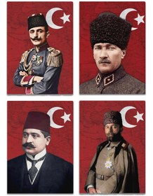 Resim Saturn İttihat Terakki Paşaları Kanvas Tablo Seti 4'lü 40x55cm Mustafa Kemal Paşa Enver Paşa Talat Paşa Cem 
