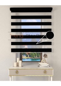 Resim Siyah Bambu Etek Dilimsiz Zebra Stor Güneşlik Perde Siyah 