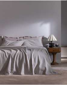 Resim Madame Coco Feolette Çift Kişilik Yatak Örtüsü - Gri Gri 