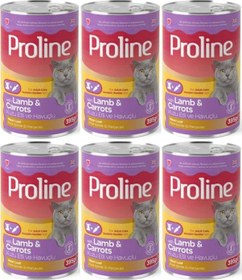 Resim Pro Line Kuzu Etli ve Havuçlu Pate Et Parçalı Yetişkin Kedi Konservesi 6 x 395 G 