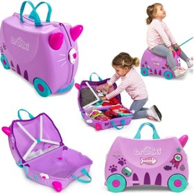 Resim Trunki Kedi Cassie Binilen ve Sürülen Çocuk Bavulu 