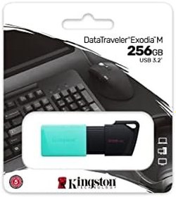 Resim Kingston DataTraveler Exodia M DTXM/256 GB USB 3.2 Gen 1 - Çeşitli Renklerde Hareketli Kapak, Siyah 