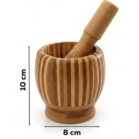 Resim Porsima Pbt-409 Doğal Bambu Havan - Sarımsak Döveceği Ahşap Sarımsak Ezici Havan Döveç Ahşap 