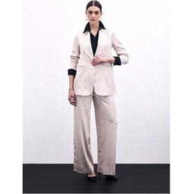 Resim Sateen Zebra Desenli Pantolon - Pudra-135977 Pudra 