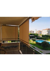 Resim Balkon Stor Perde Mavi Ve Krem Çizgili Akrilik Kumaş 200 X 230 Mavi - Krem 