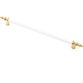 Resim Zirve Elit 160 mm Mobilya Mutfak Çekmece Dolabı Dolap Kulpu Kulbu Kulpları - Beyaz-Altın - 8 Adet 