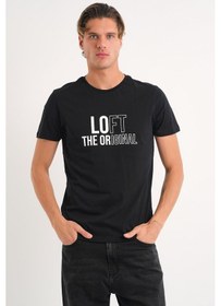 Resim Alexandergardı Baskılı Basic T-shirt Siyah 