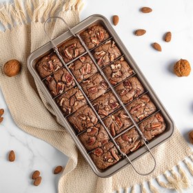 Resim Dik Tabanlı, Yapışmaz Kahverengi Bisküvi Pişirme Tavası - 20.32x20.32 cm Dikdörtgen Karbon Çelik Kek Kalıbı, Kolay Çıkarma ve Isıya Dayanıklı, Evde Yapılan Kahverengi Bisküviler, Tatlar ve Pişirme İçin Mükemmel, Pişirme Temelleri | Dikdörtgen Pişirme Tavası | Dayanıklı Pişirme Tavası 