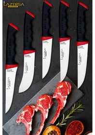 Resim Soft Serisi Mutfak Bıçak Seti Et Ekmek Sebze Pizza Salata Börek Şef Bıçağı 5 Li Set Hds-17 Siyah 