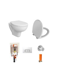 Resim VitrA S20 Round Smoothflush Asma Klozet + VitrA Yavaş Kapanır Kapak + VitrA Gömme Rezervuar Set 