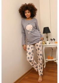Resim Akbeniz Kadın Penye Uzun Kol Pijama Takım 4186 Gri 