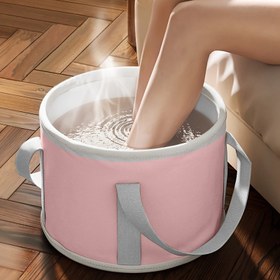 Resim Explor Ayak Spa - Ergonomik Saplı Taşınabilir Katlanabilir Bacak & Ayak Banyo Kovası, Elektrik Gerektirmez, Toksik Olmayan ve Formaldehitsiz, Ev, Yurt, Seyahat Rahatlaması için Pembe & Gri Tasarım 