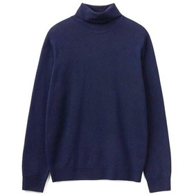 Resim Benetton Erk Boğazlı Merino Kazak- Lacivert 