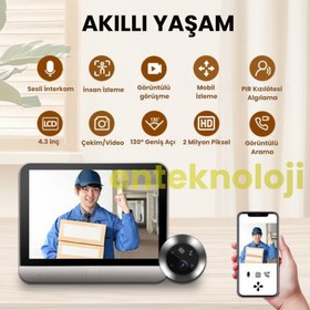 Resim WIFI Kameralı Kapı Dürbünü 