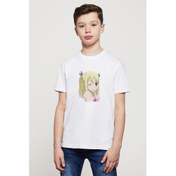 Resim Anime Mavis Vermillion Fairy Tail Glass Baskılı Unisex Çocuk Beyaz T-Shirt 