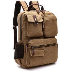 Resim Oldfriend Haki 39.62cm Laptop Sırt Çantası - İş Okul Seyahat Dayanıklı Canvas Sırt Çantası Haki 1 