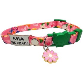 Resim Ayz Markalama Güvenlik Kilitli Kedi Tasması İsimli Kedi Tasması Bahar Temalı 