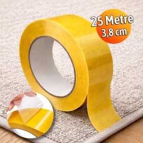 Resim Badem10 Çift Taraflı (1 Adet) 25 Metre Güçlü Yapışkanlı Fileli Takviyeli Kaydırmaz Halı Bandı Kilim Paspas 