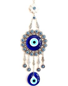 Resim Yuvarlak Nikel Kaplamalı Zamak Döküm Nazar Boncuğu Duvar Süsü 