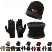 Resim 3 adet/takım 2023 Kış Bere Erkekler Kadınlar Moda Şapkalar Şal ile Dokunmatik Ekran Eldiven Kalın Sıcak Şapka Erkekler Kapakları 