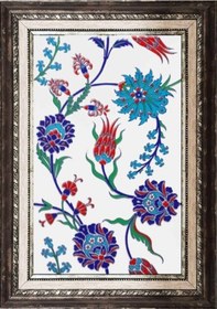 Resim Armada Çini 25X40 Cm Sp 405 Desenli Iznik Çini Pano Lale Karanfil 