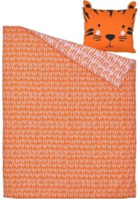 Resim Çocuk Nevresim Takımı, Turuncu, 150x200/50x60 Cm Kaplan Temalı Turuncu 