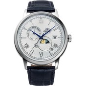 Resim Orient Kurmalı Otomatik Deri Siyah Beyaz Kadran Sun&moon 42 Mm Erkek Kol Saati 