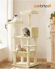 Resim Büyük Kedi Tırmalama Ağacı, 143 Cm Yükseklik, Çok Katlı 