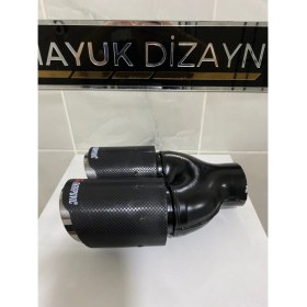 Resim Mayuk Dizayn Akrapovic 76MM Çiftli Içi Krom Sol Taraf Her Araca Uyumlu Egzoz Ucu 
