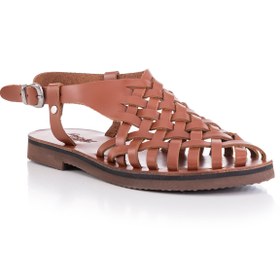 Resim DaphneSandals El Yapımı Hakiki Deri Taba Kadın Bodrum Sandaleti - E4013 
