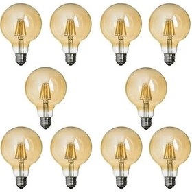 Resim G95 Rustik Led Ampul 4 Watt Gün Işığı Yuvarlak Rustik Glop Ampul 10 Adet 